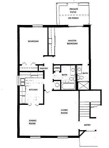 2 Bedroom, 2 Bath Floor Plan 3